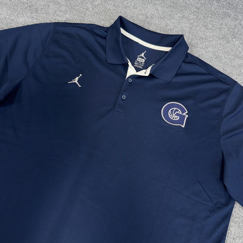 Georgetown Hoyas Nike Air Jordan Golf Polo Men 2XL Navy Blue Golf Dri-Fit Logo